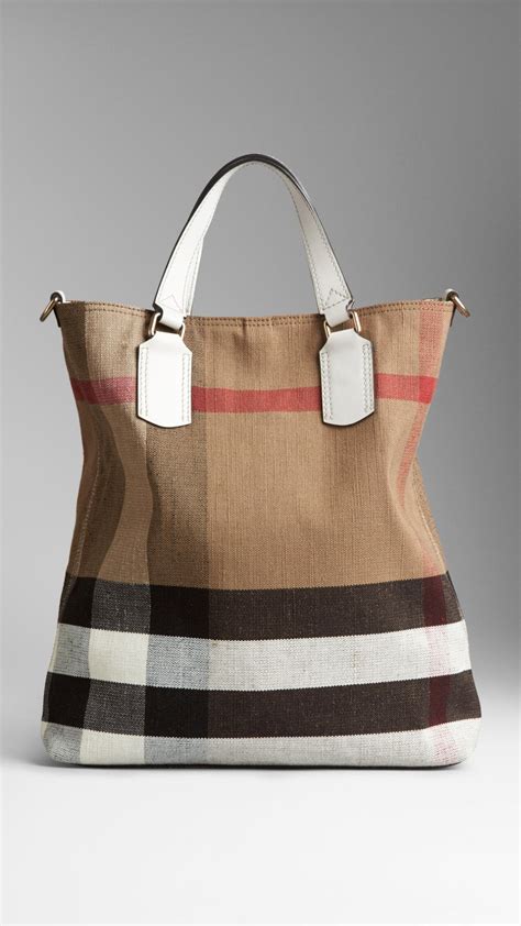 burberry the buckle tote|Burberry medium canvas check tote.